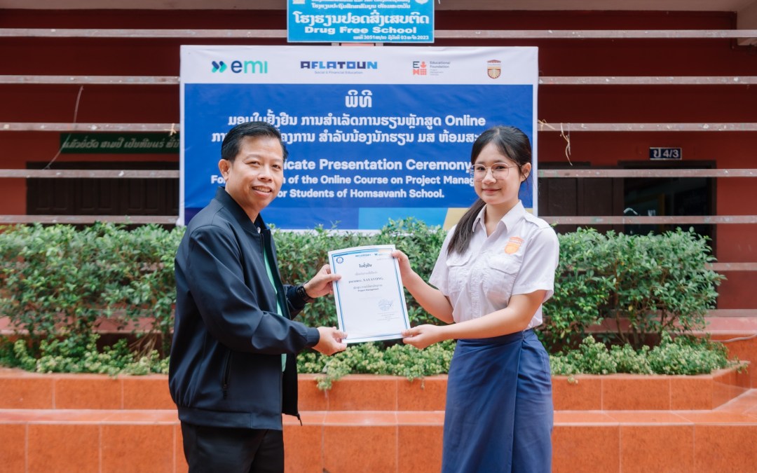 Certificate Presentation Ceremony for Online Project Management Course at Homsavanh School